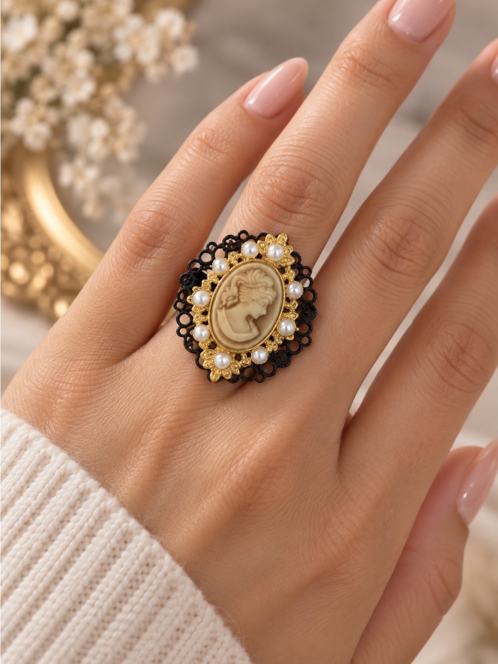 Victorian Style Cameo Cocktail Ring